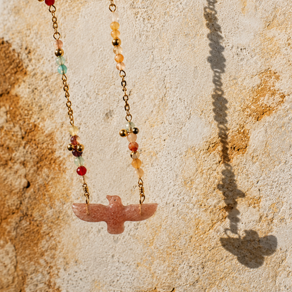 Wildwing Strawberry Quartz Eagle Necklace