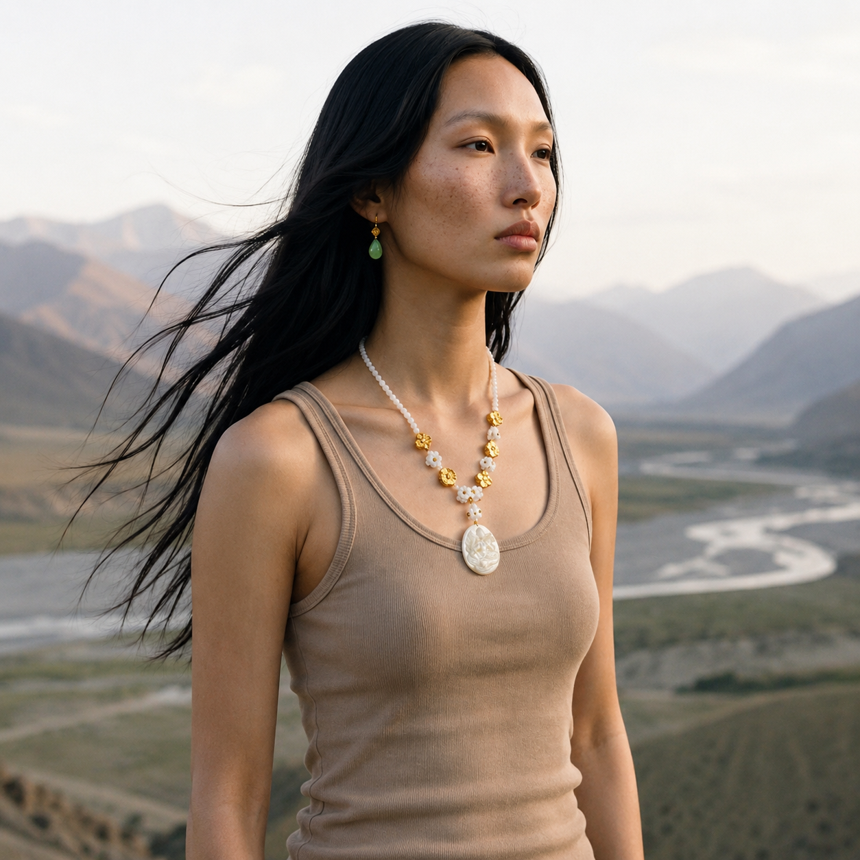 Tara Carved Mother-of-Pearl Necklace