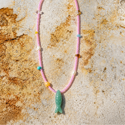 Summertime Aventurine Fish Necklace