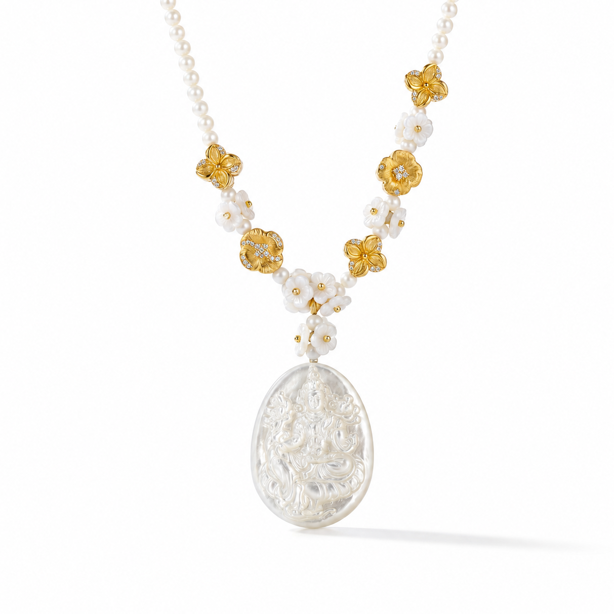 Tara Carved Mother-of-Pearl Necklace