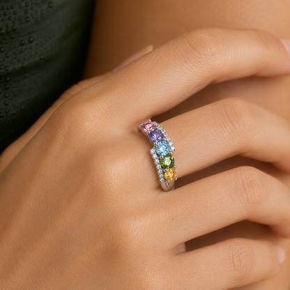 Pocket Rainbow Tourmaline Gemstone Ring