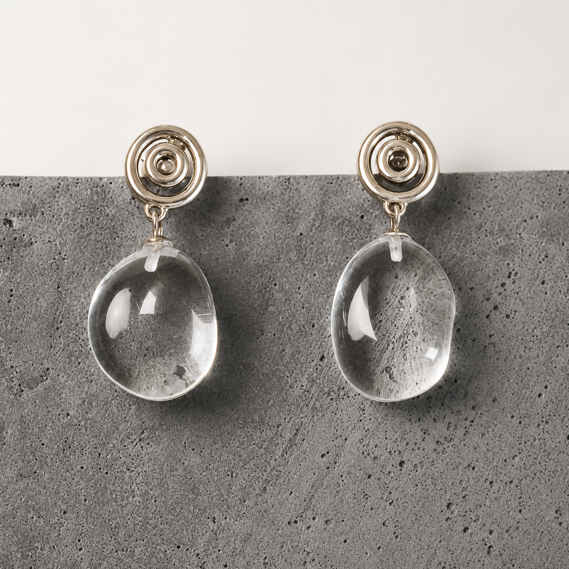 Vortex Clear Quartz Crystal Spiral Earrings