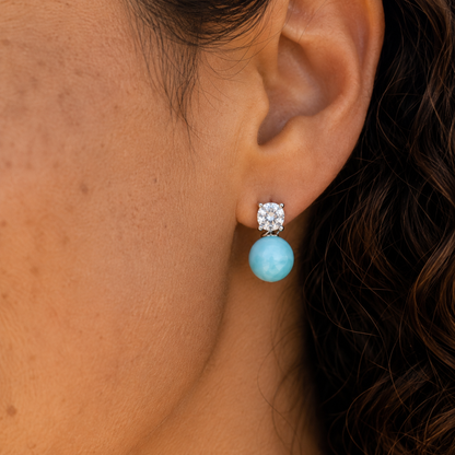 Mermaid's Tear Larimar Stud Earrings
