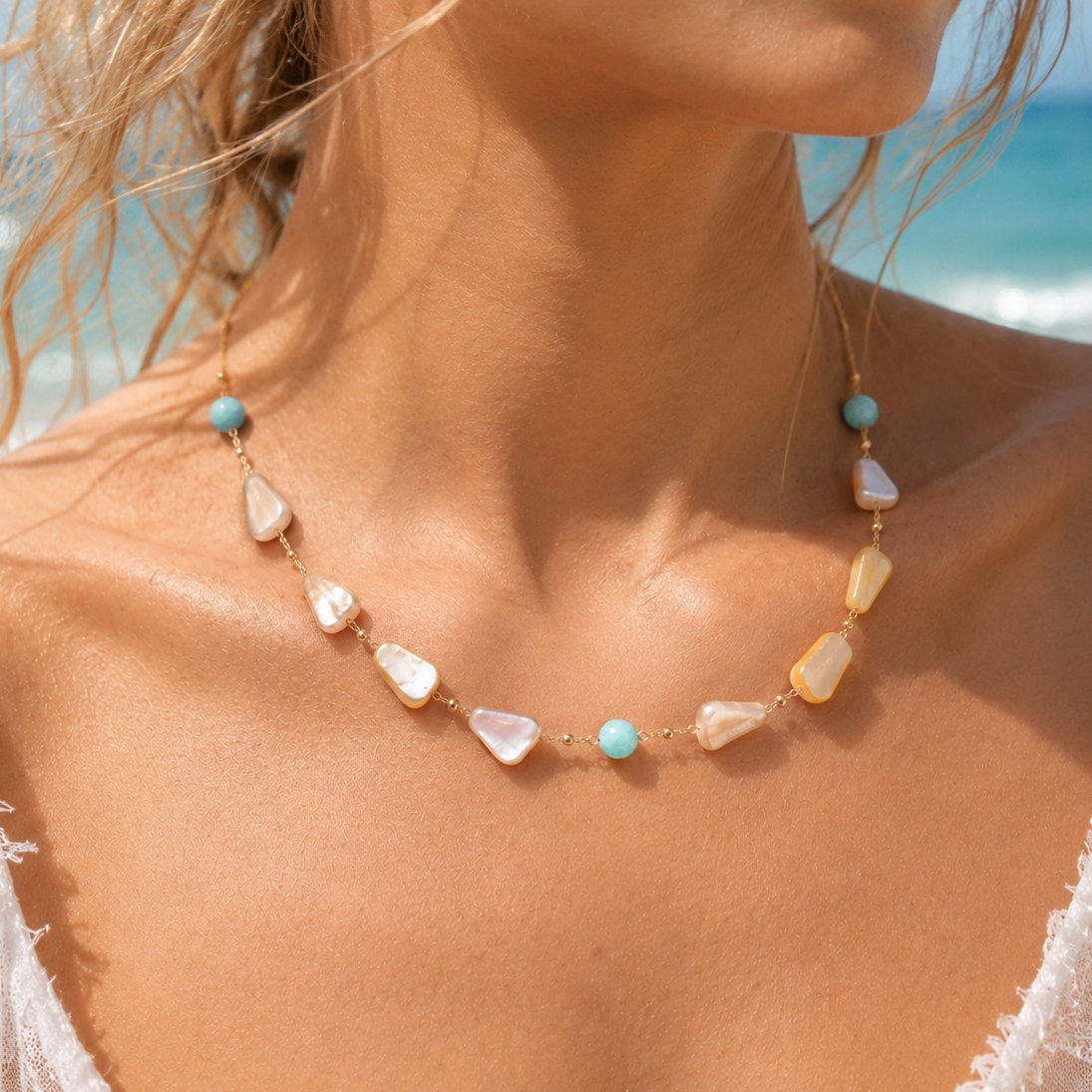 Seabreeze Shell & Amazonite Necklace
