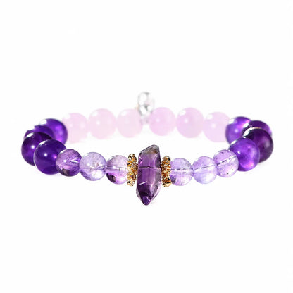 Violet Flame Amethyst, Lepidolite & Herkimer Diamond Bracelet