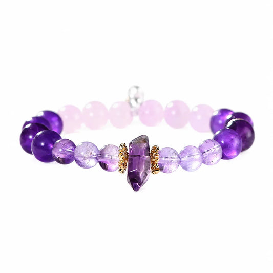 Violet Flame Amethyst, Lepidolite & Herkimer Diamond Bracelet