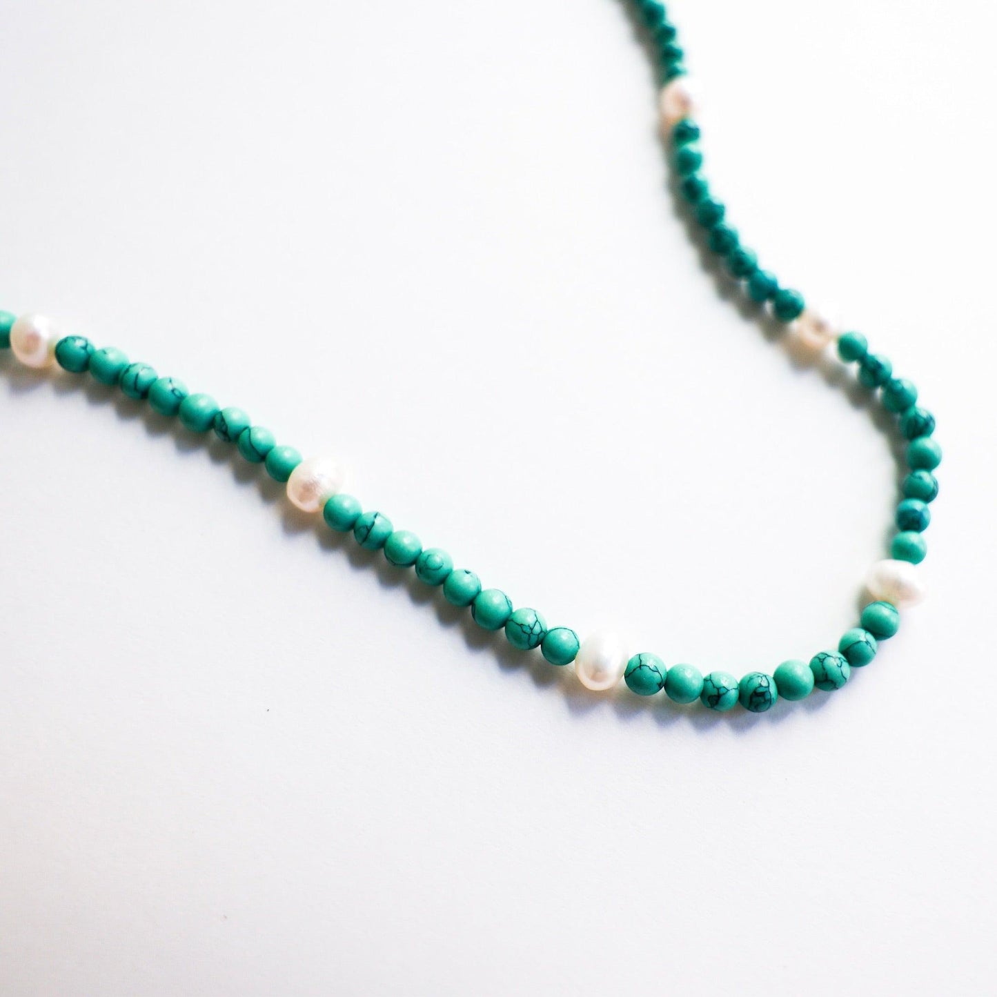 Tara Turquoise & Pearl Beaded Necklace - ORMIRO