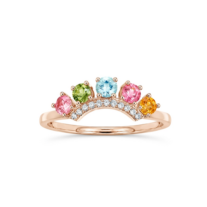 Rainbow Crown Tourmaline Ring