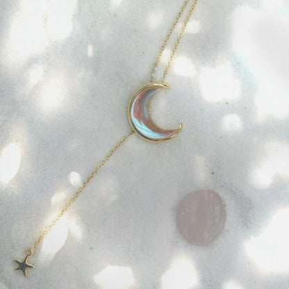 Moon and Star Lariat Necklace - ORMIRO