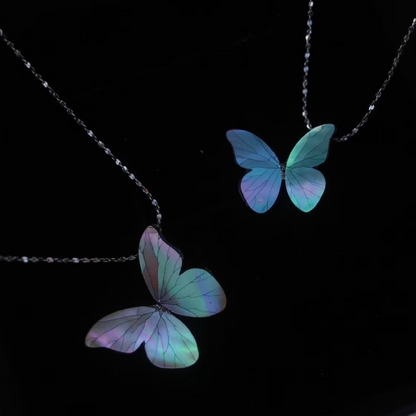 Blue Morpho Mother-of-Pearl Inlay Butterfly Necklace