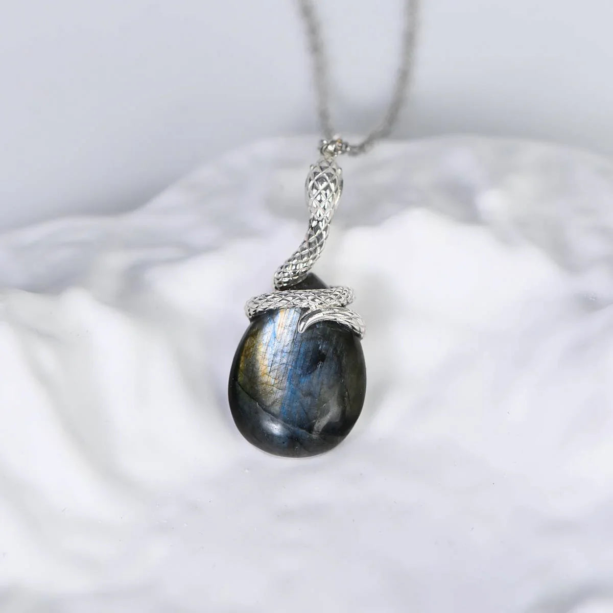 Kundalini Snake Labradorite Vermeil Necklace