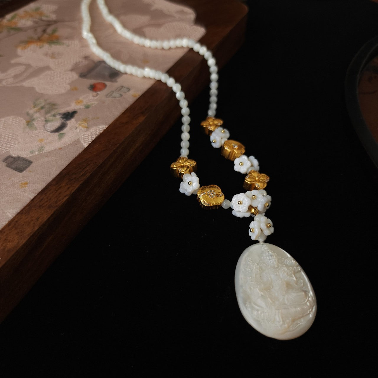 Tara Carved Mother-of-Pearl Necklace