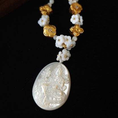 Tara Carved Mother-of-Pearl Necklace