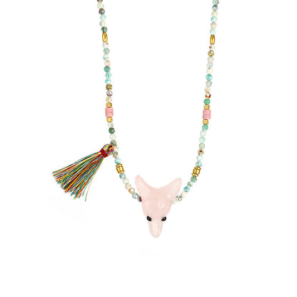 Wild Spirit Wolf Gemstone Necklace