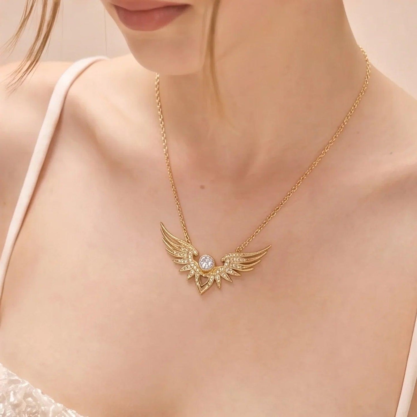 Winged Heart Gold Vermeil Necklace