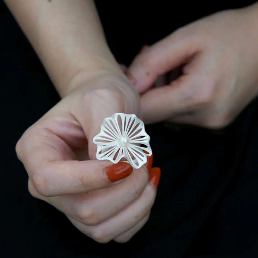 Spellflower Silver & Pearl Ring