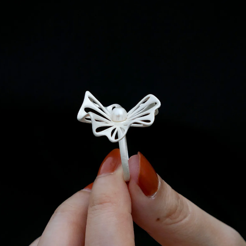 Spellflower Silver & Pearl Ring