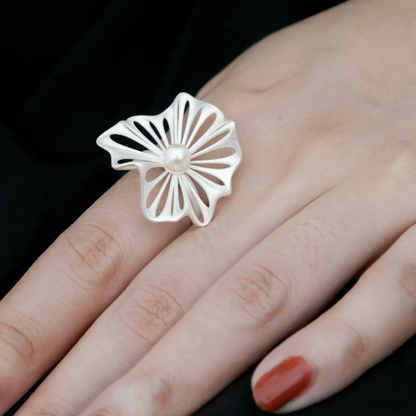 Spellflower Silver & Pearl Ring