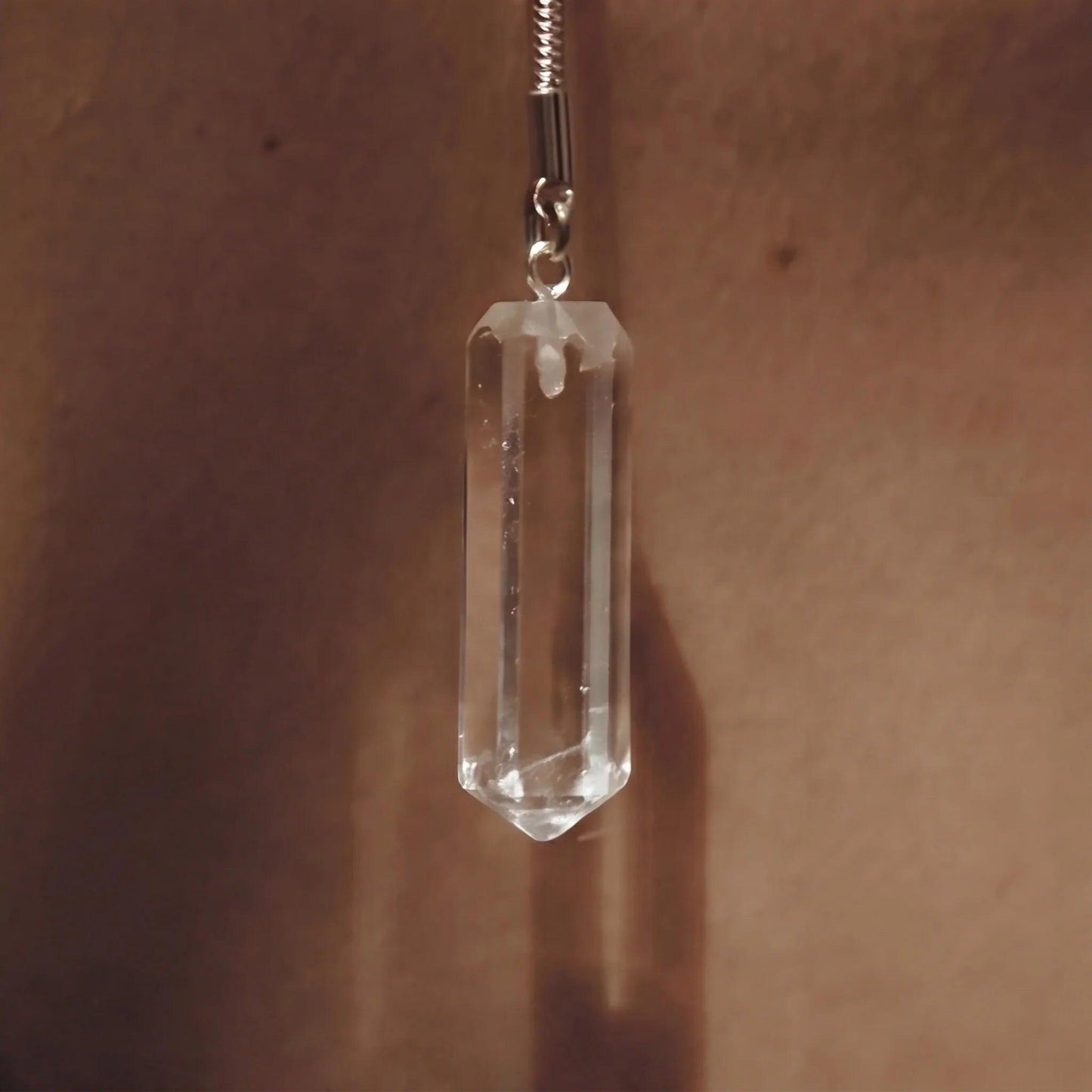 Aether Clear Quartz Crystal & Titanium Steel Lariat Necklace - ORMIRO