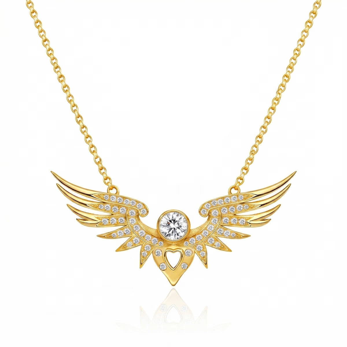 Winged Heart Gold Vermeil Necklace