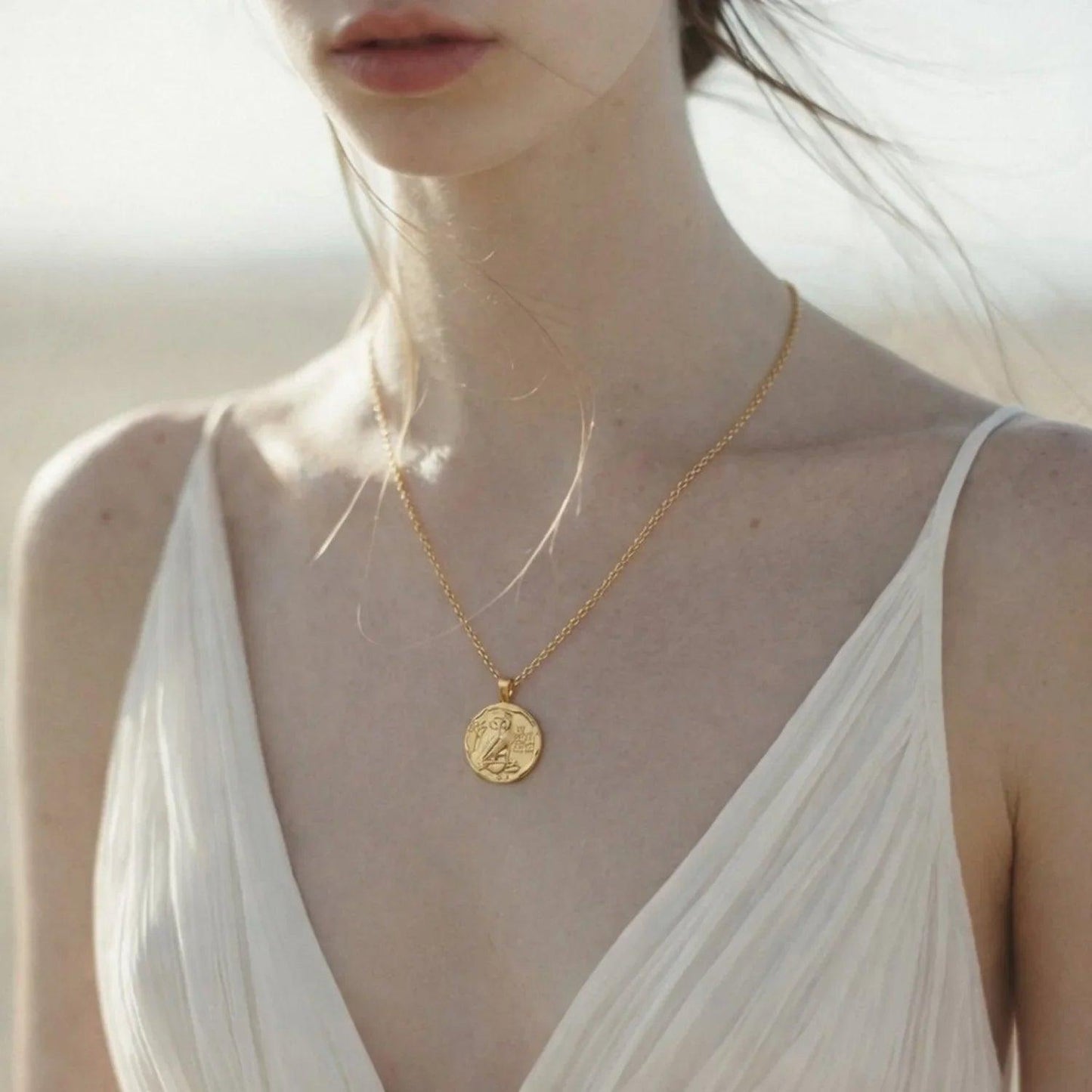 Athena's Owl Coin Necklace in 14K Gold - ORMIRO