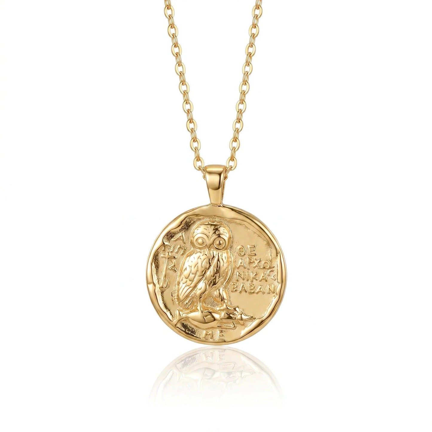 Athena's Owl Coin Necklace in 14K Gold - ORMIRO