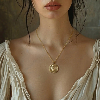 Athena's Owl Coin Necklace in 14K Gold - ORMIRO