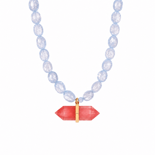 Avalon Watermelon Quartz Beaded Necklace - ORMIRO