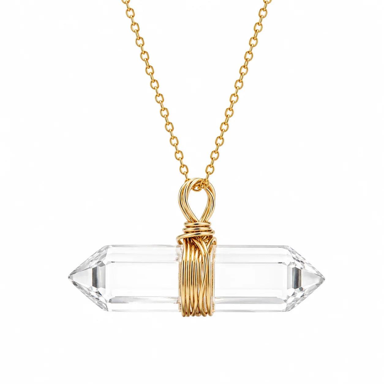 Axis Mundi Clear Crystal Quartz Point Pendant Necklace - ORMIRO