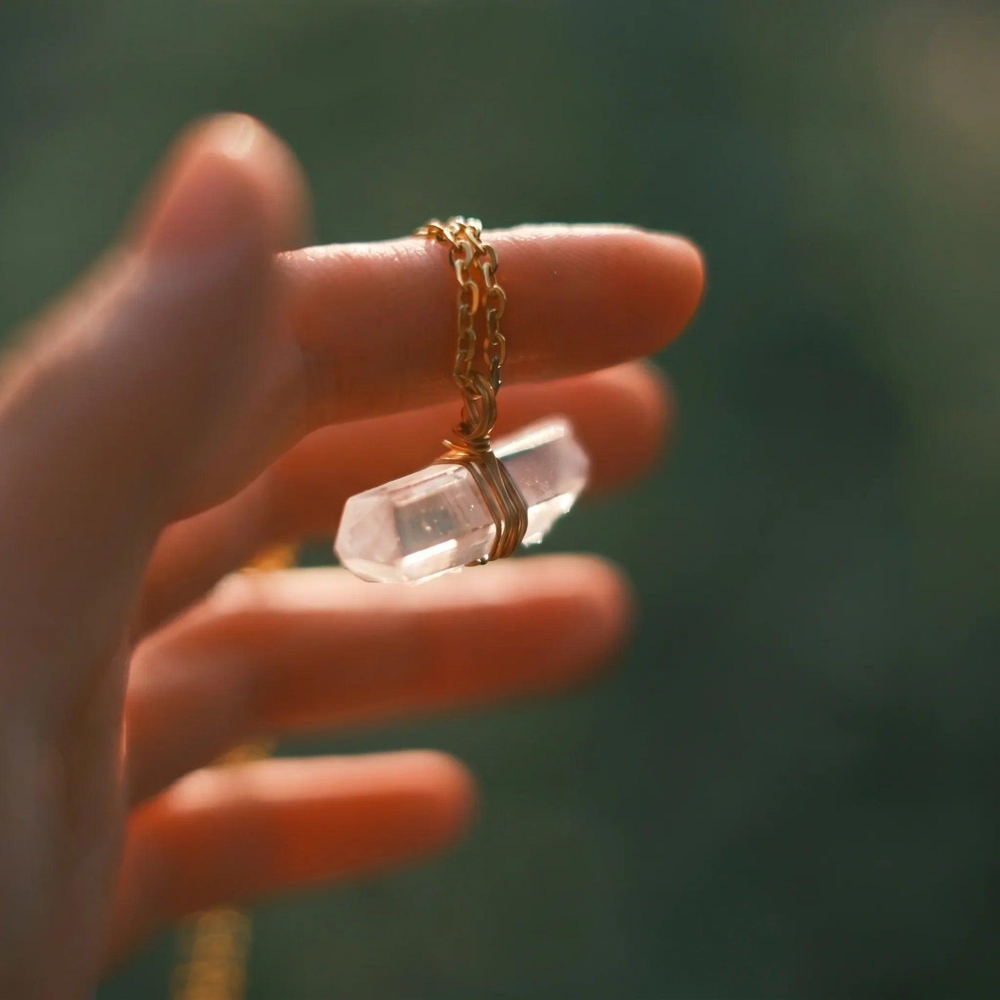 Axis Mundi Clear Crystal Quartz Point Pendant Necklace - ORMIRO