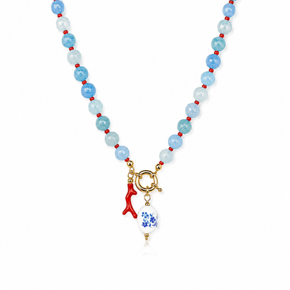 Azure Reef Agate Beaded Necklace - ORMIRO