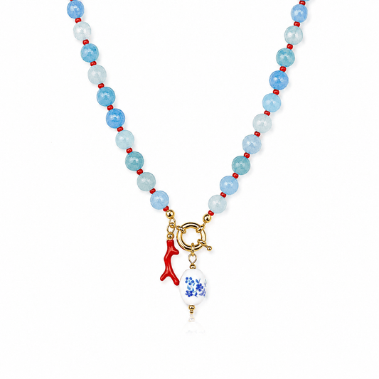 Azure Reef Agate Beaded Necklace - ORMIRO