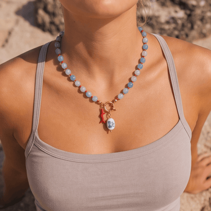 Azure Reef Agate Beaded Necklace - ORMIRO
