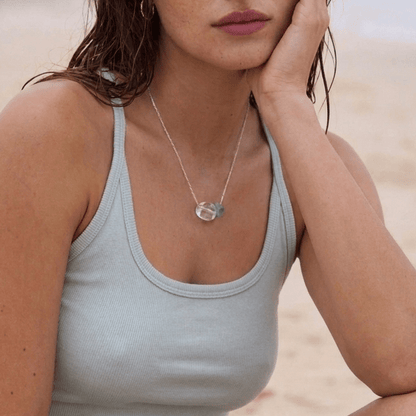 Blue Hour Aquamarine & Clear Quartz Silver Necklace - ORMIRO