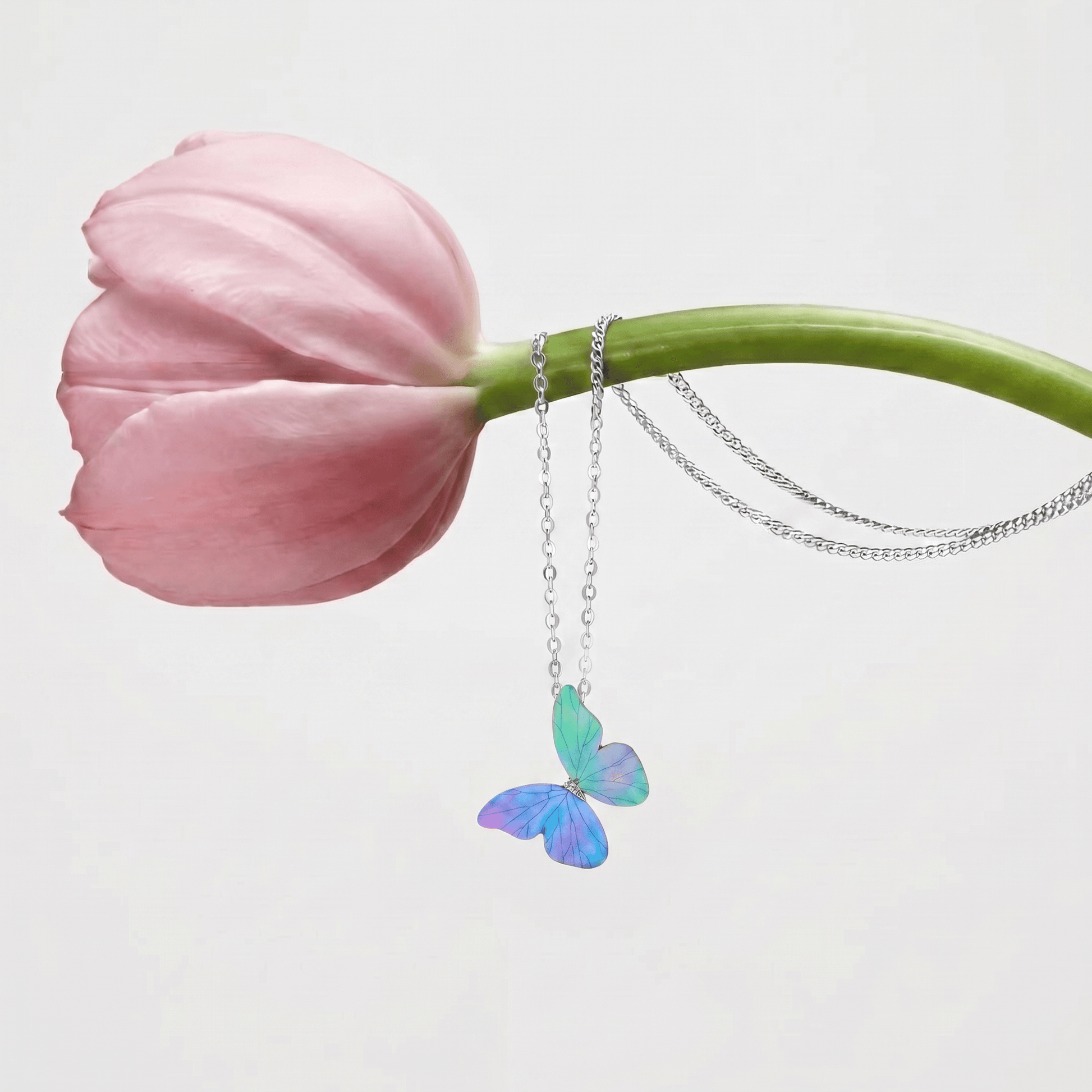 Blue Morpho Mother-of-Pearl Inlay Butterfly Necklace - ORMIRO
