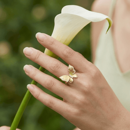 Butterfly Reverie Gold Vermeil Necklace and Ring Jewelry Set - ORMIRO