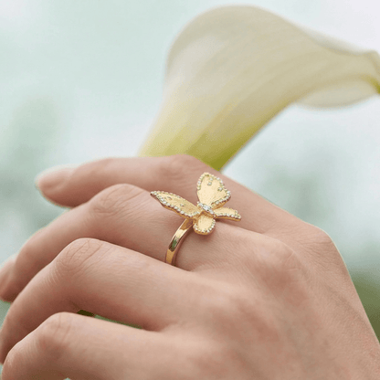 Butterfly Reverie Gold Vermeil Necklace and Ring Jewelry Set - ORMIRO