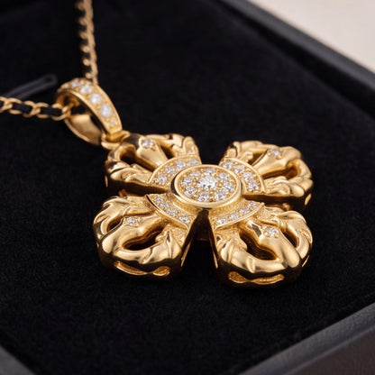 Double Vajra Gold Vermeil Pendant Necklace