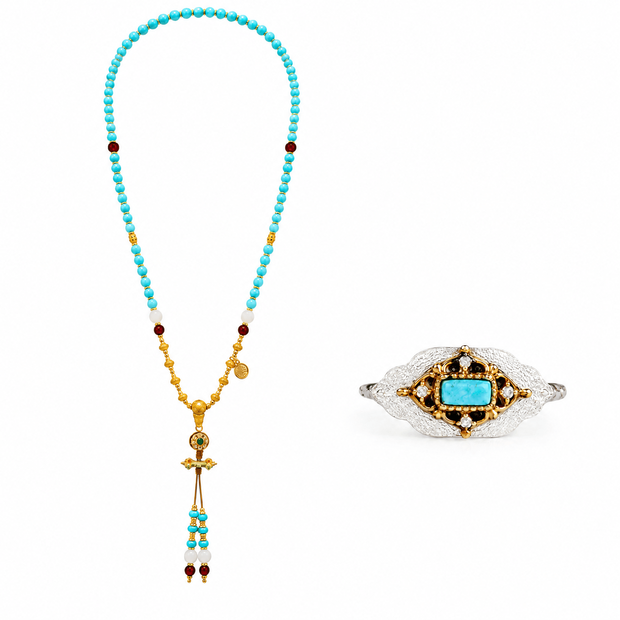 Dakini Turquoise Necklace & Ring Set - ORMIRO