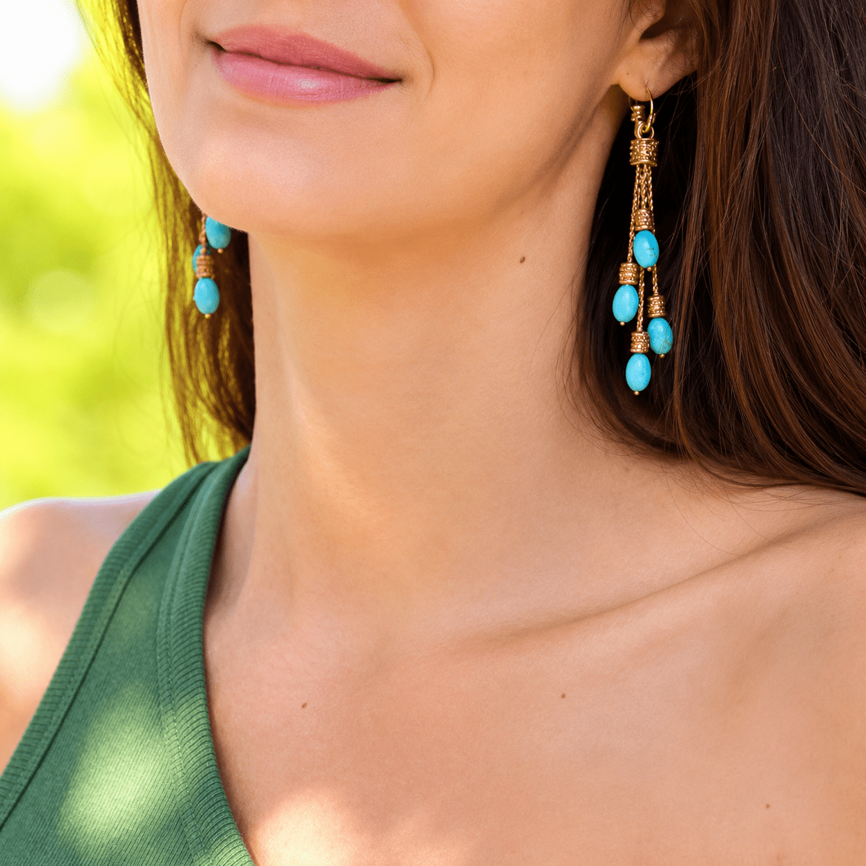Dakini Turquoise Tassel Earrings - ORMIRO