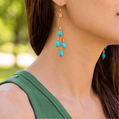 Dakini Turquoise Tassel Earrings - ORMIRO