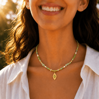 Daphne Green Gemstone Necklace - ORMIRO