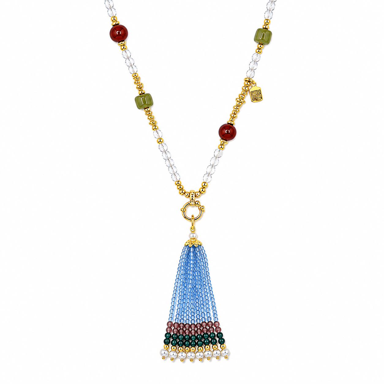 Devi Clear Quartz Convertible Tassel Necklace - ORMIRO