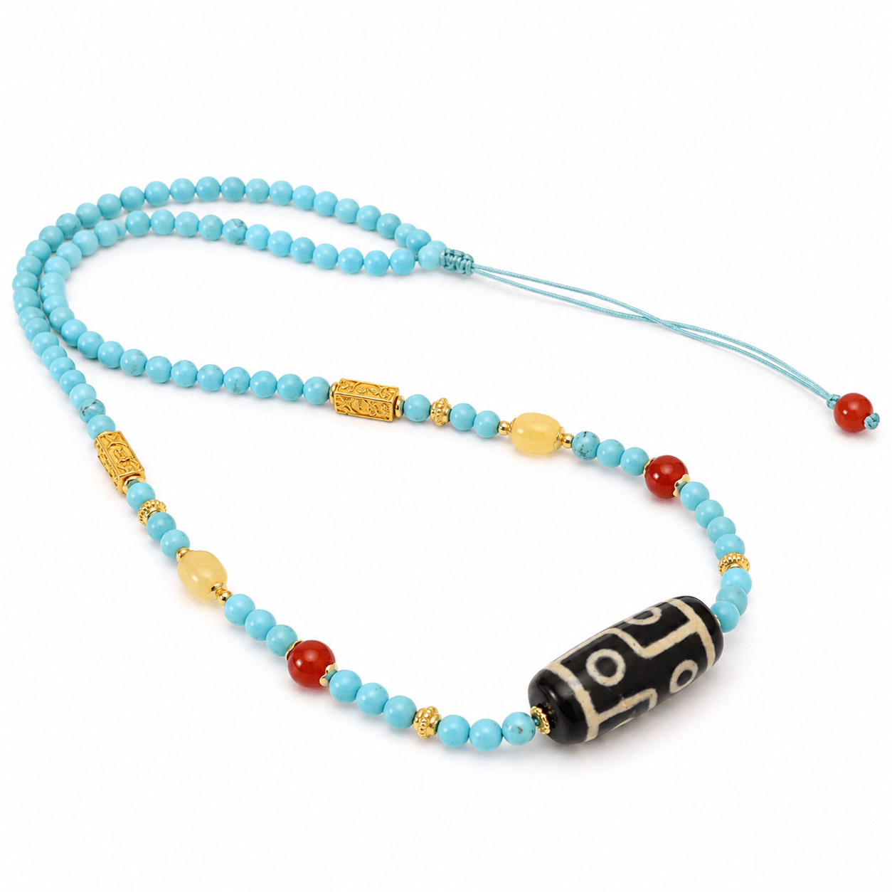Dolma Turquoise & Dzi Bead Necklace - ORMIRO