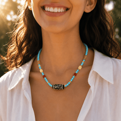 Dolma Turquoise & Dzi Bead Necklace - ORMIRO
