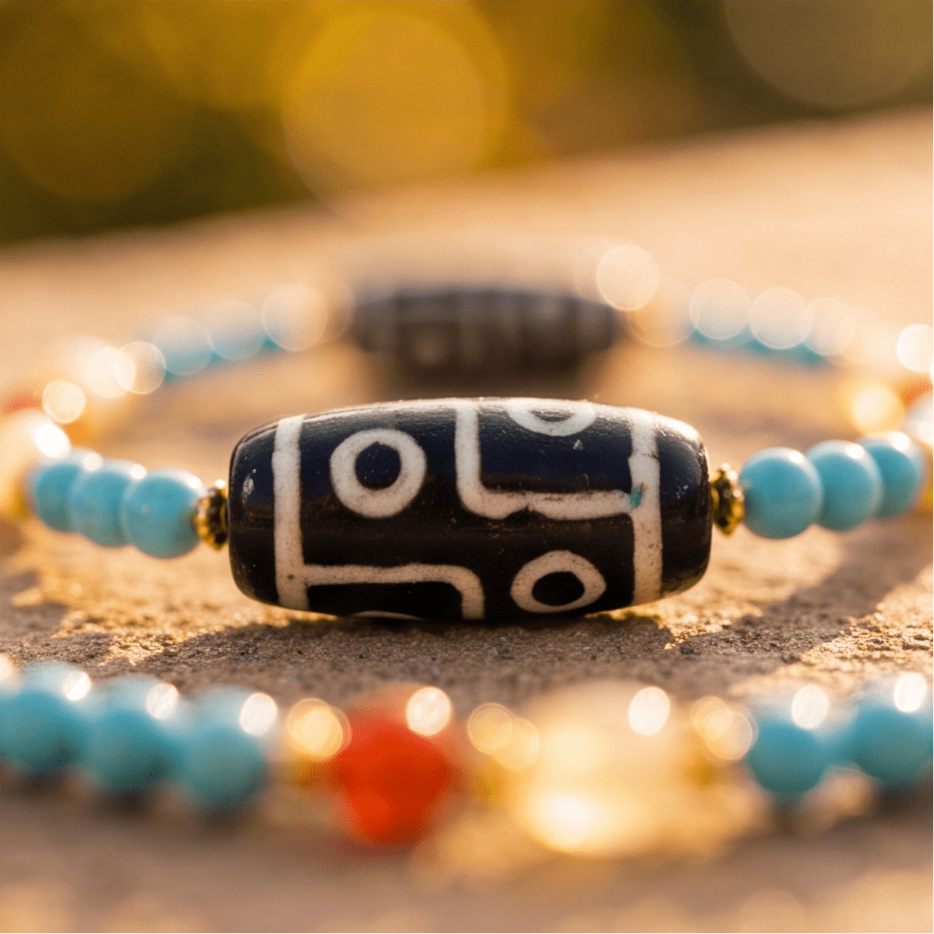 Dolma Turquoise & Dzi Bead Necklace - ORMIRO