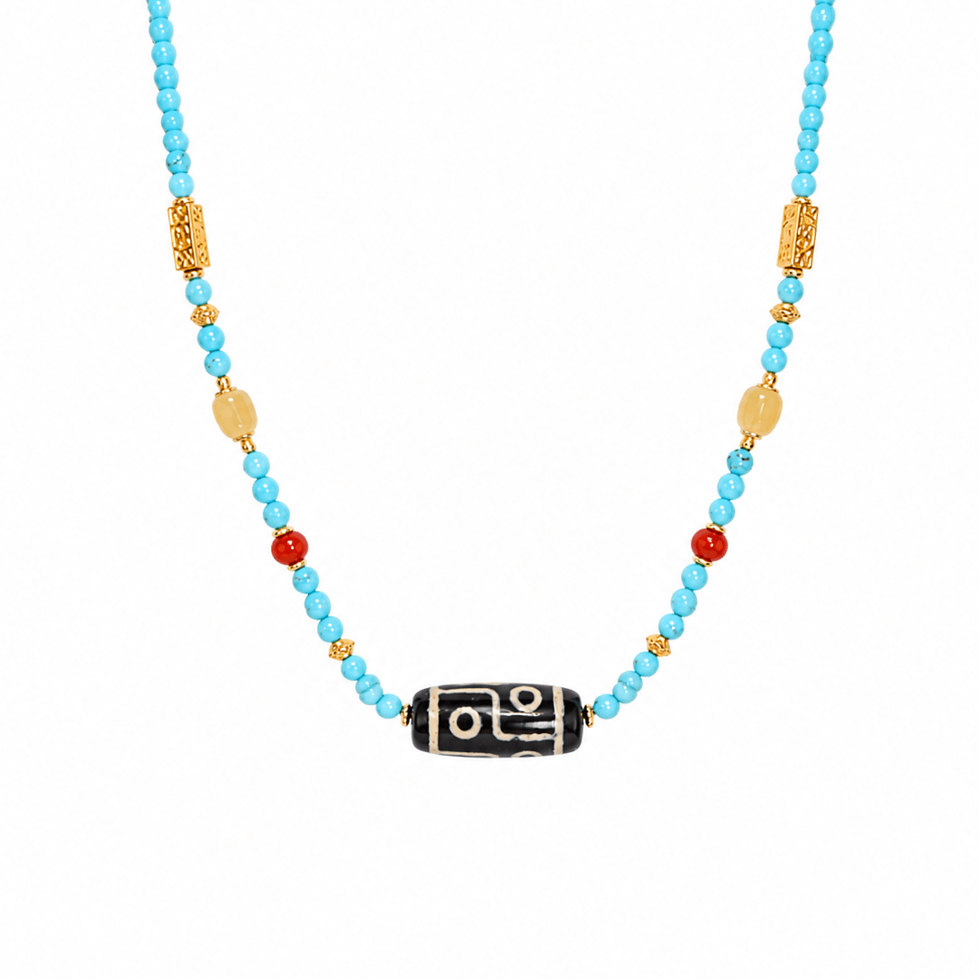 Dolma Turquoise & Dzi Bead Necklace - ORMIRO