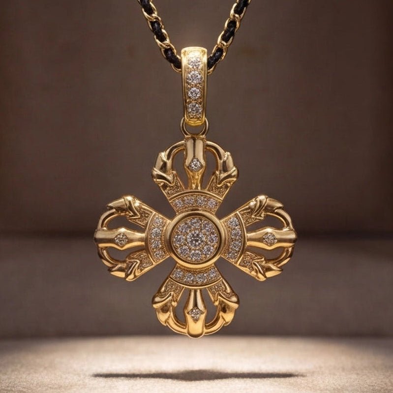 Double Vajra Gold Vermeil Pendant Necklace - ORMIRO