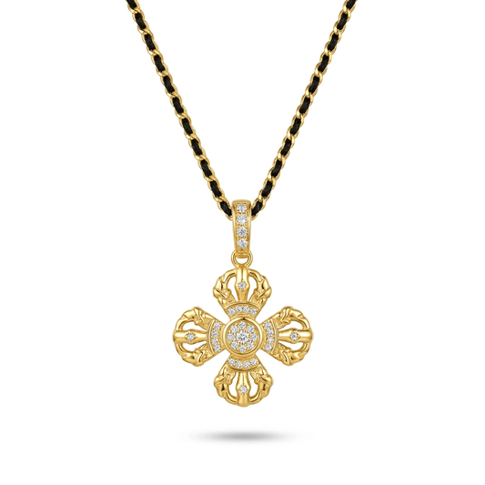 Double Vajra Gold Vermeil Pendant Necklace - ORMIRO