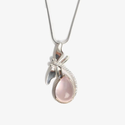 Dragonfly Rose Quartz Necklace - ORMIRO